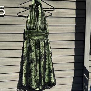 Adrianna Papell Green and Black Backless Dress